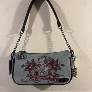Ed Hardy Denim shoulder crossbody Bag love kills slowly NWT